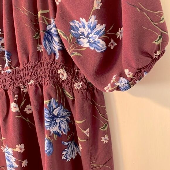 Xhilaration tie front square back peasant babydoll floral print tunic top L - Picture 4 of 7